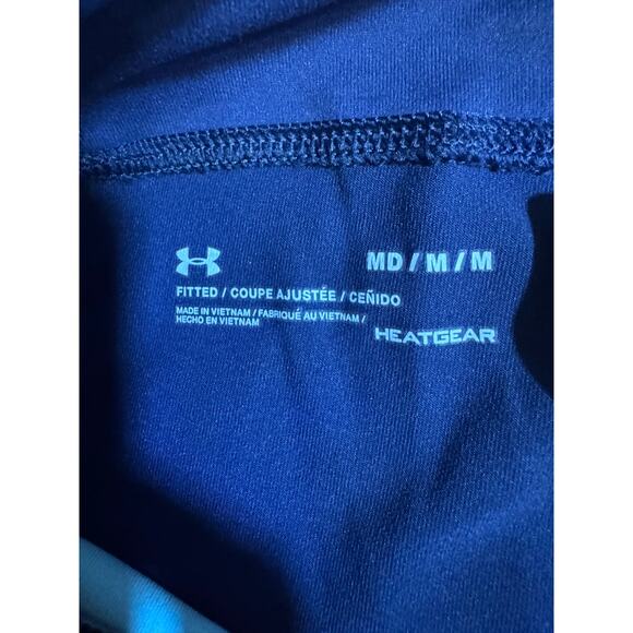 Under Armour Fitted Heatgear Compression Cropped Leggings Printed Blue Women’s - Picture 3 of 7